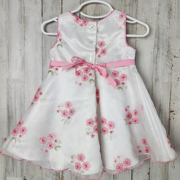 Youngland Baby Floral Dress White Pink Size 24 Months - Picture 2 of 9